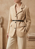 Blazer Teddy Doux Ceinturé Élégance Hiver