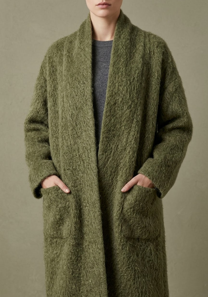 Gilet long texturé  Allure chic et effet duveteux