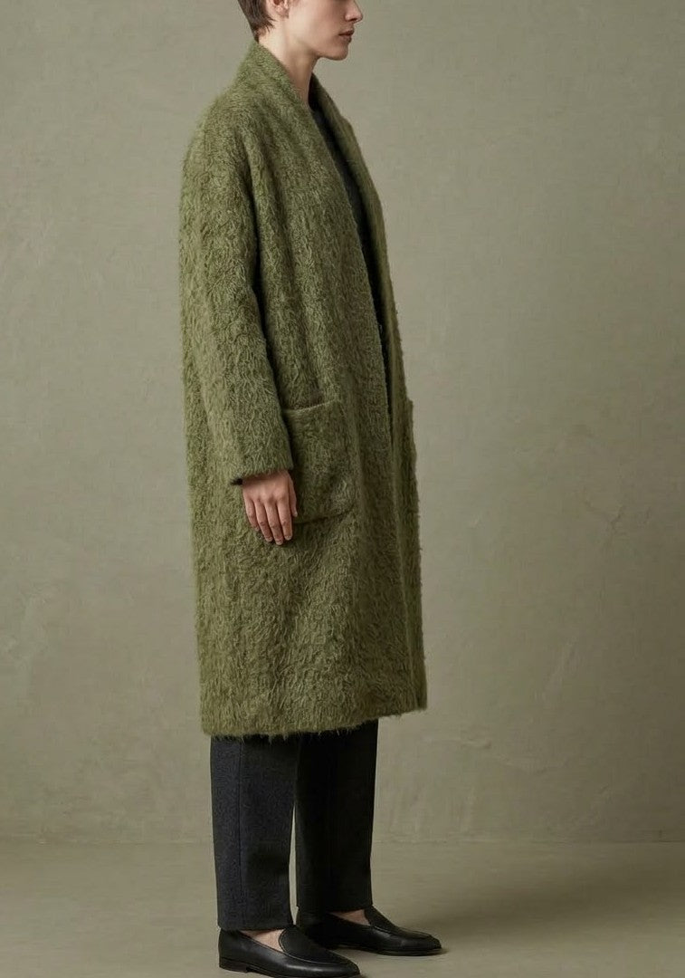 Gilet long texturé  Allure chic et effet duveteux