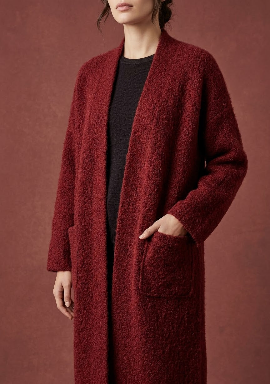 Gilet long texturé  Allure chic et effet duveteux