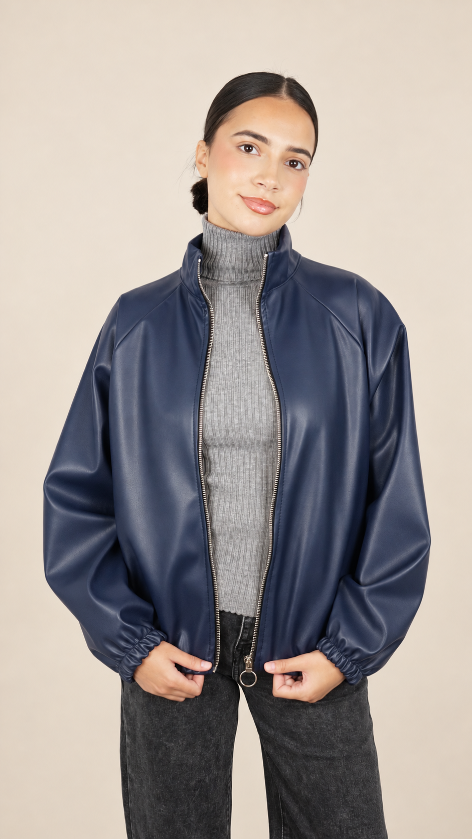 Veste Oversize Effet Cuir