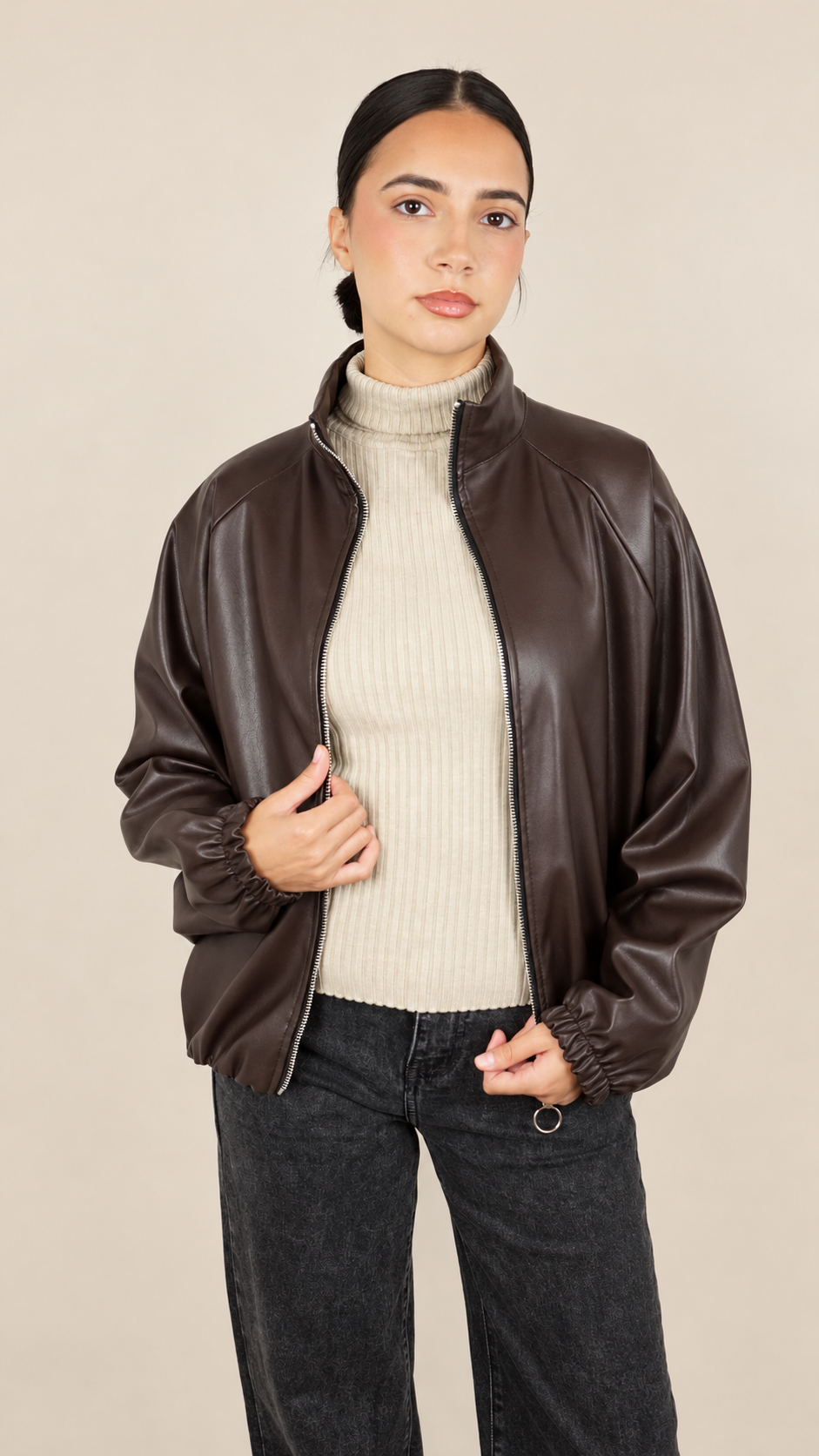 Veste Oversize Effet Cuir