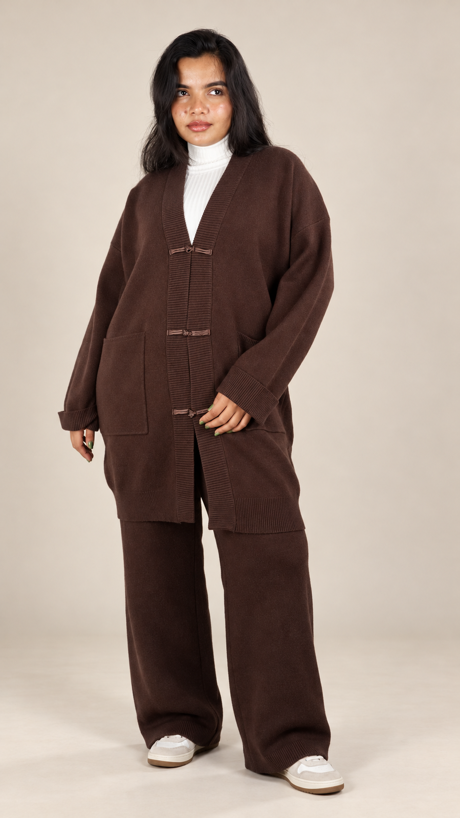 Ensemble Maille Premium 2 Pièces avec Gilet Long et Pantalon Large