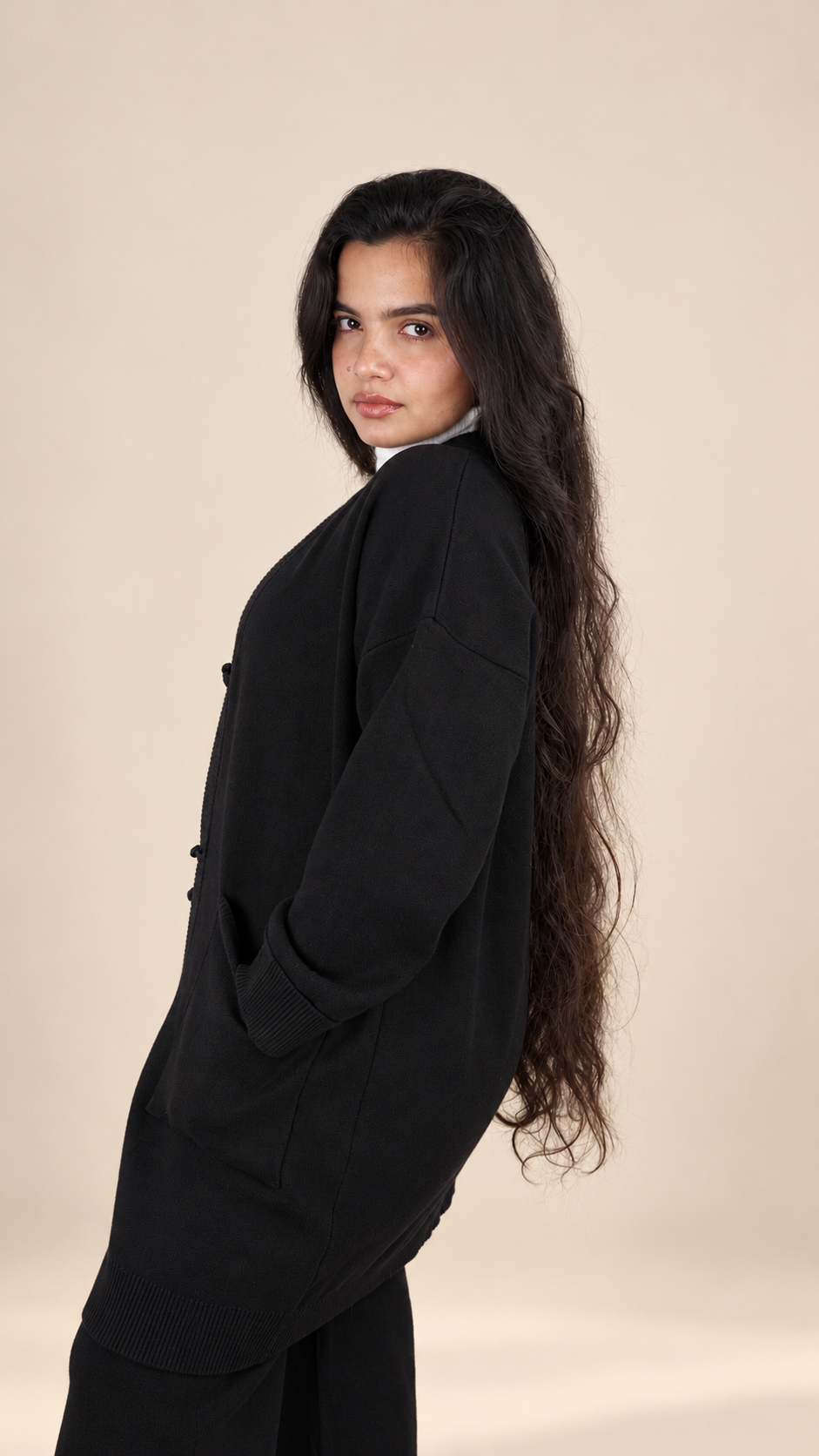 Ensemble Maille Premium 2 Pièces avec Gilet Long et Pantalon Large