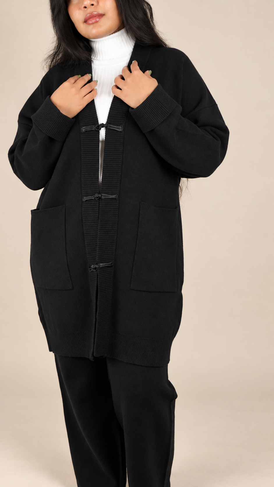 Ensemble Maille Premium 2 Pièces avec Gilet Long et Pantalon Large