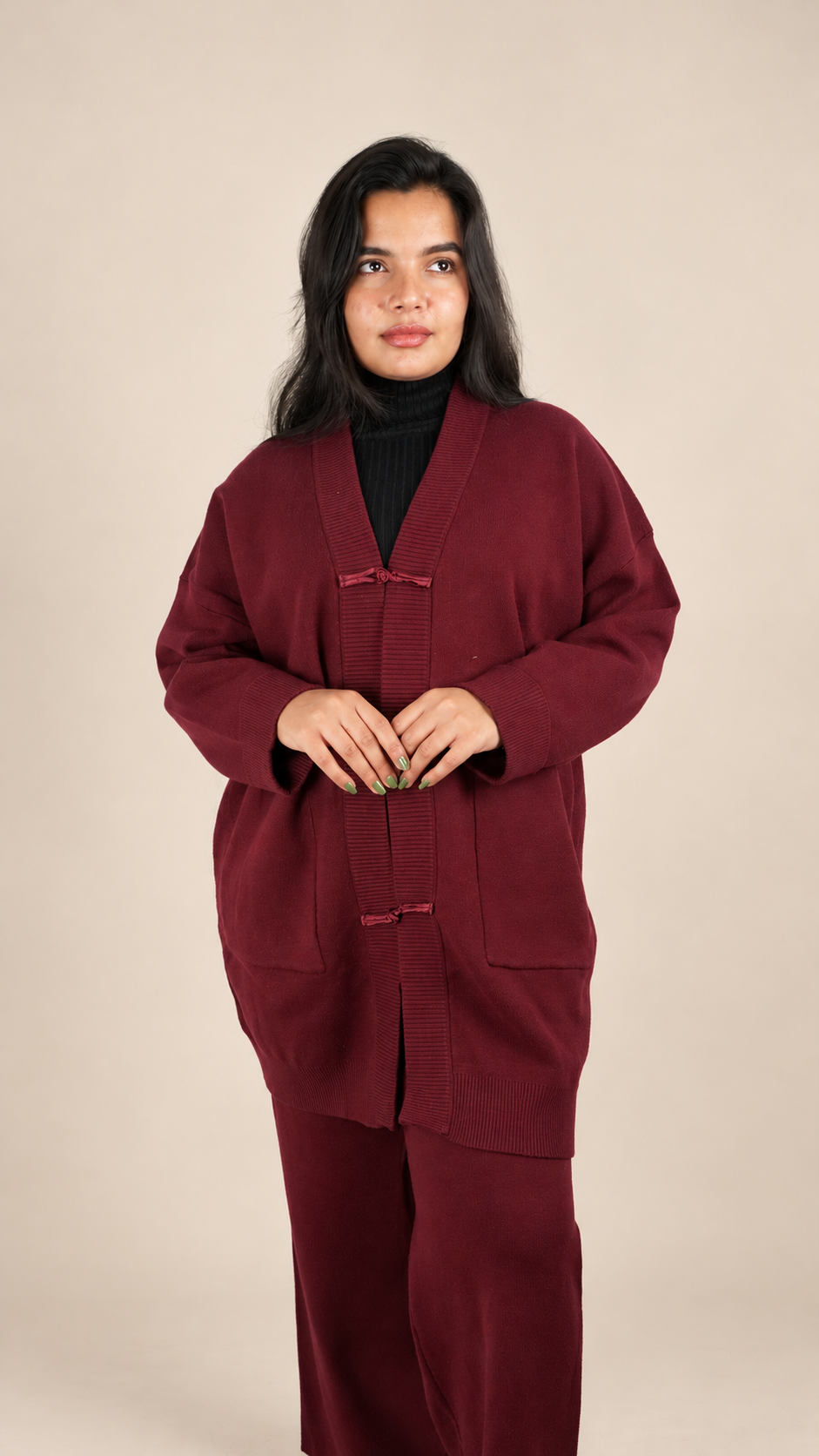 Ensemble Maille Premium 2 Pièces avec Gilet Long et Pantalon Large