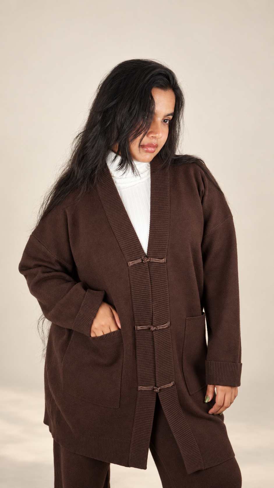 Ensemble Maille Premium 2 Pièces avec Gilet Long et Pantalon Large