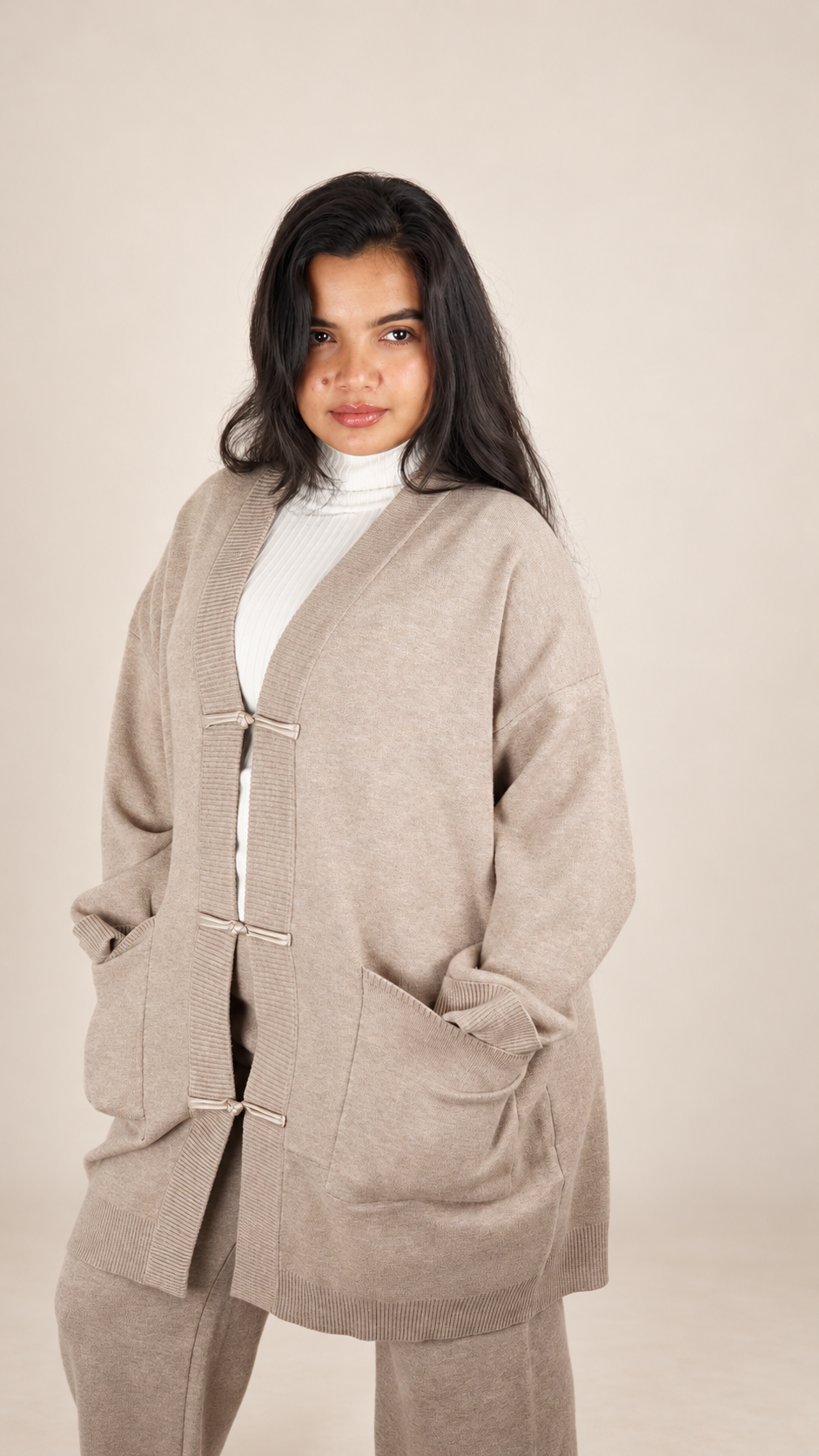 Ensemble Maille Premium 2 Pièces avec Gilet Long et Pantalon Large