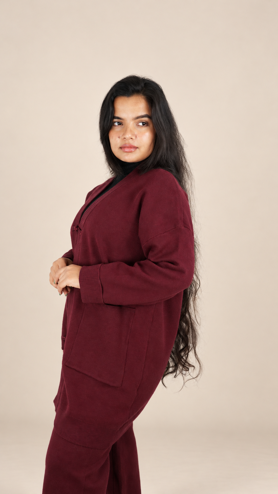 Ensemble Maille Premium 2 Pièces avec Gilet Long et Pantalon Large