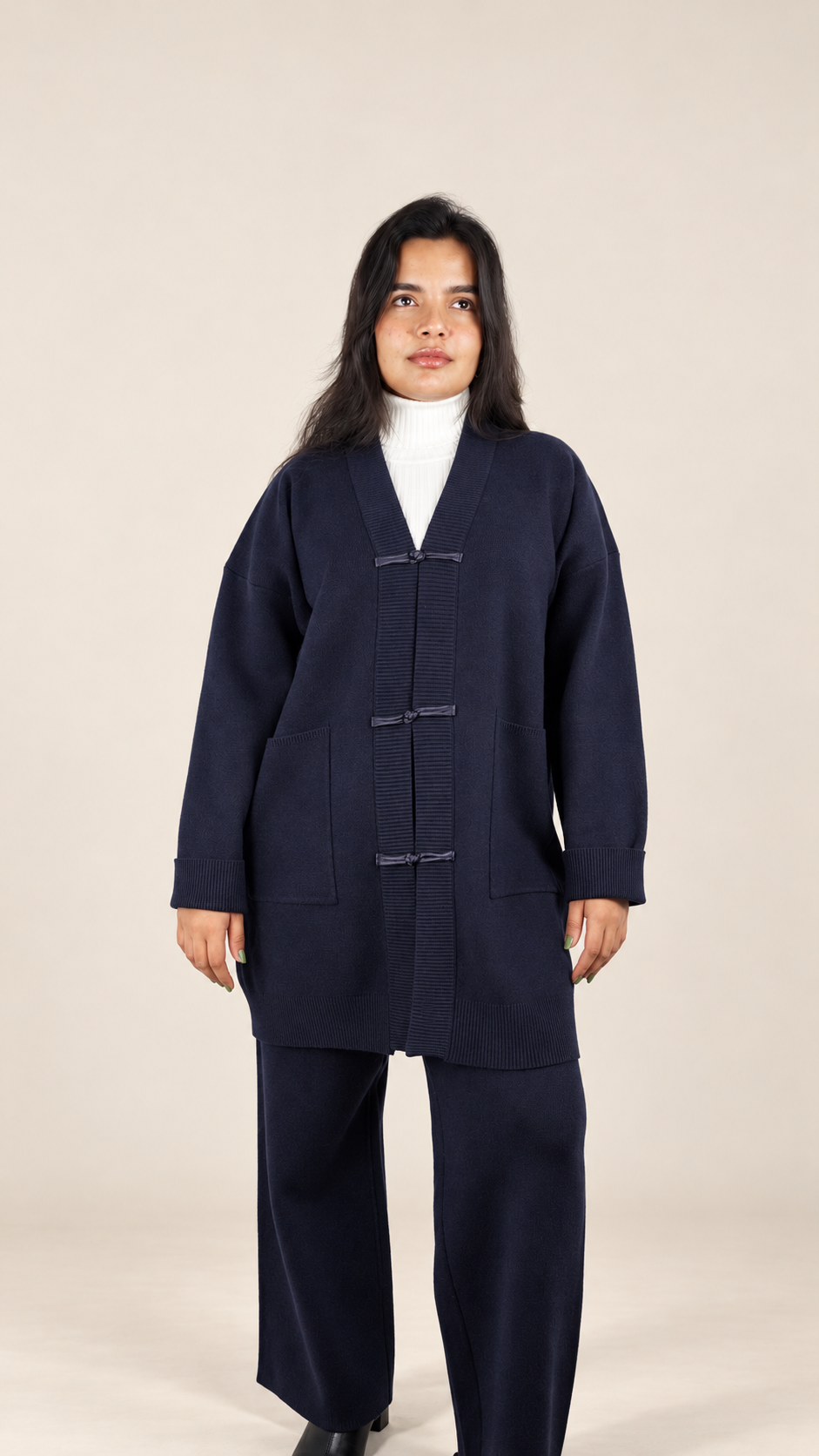Ensemble Maille Premium 2 Pièces avec Gilet Long et Pantalon Large