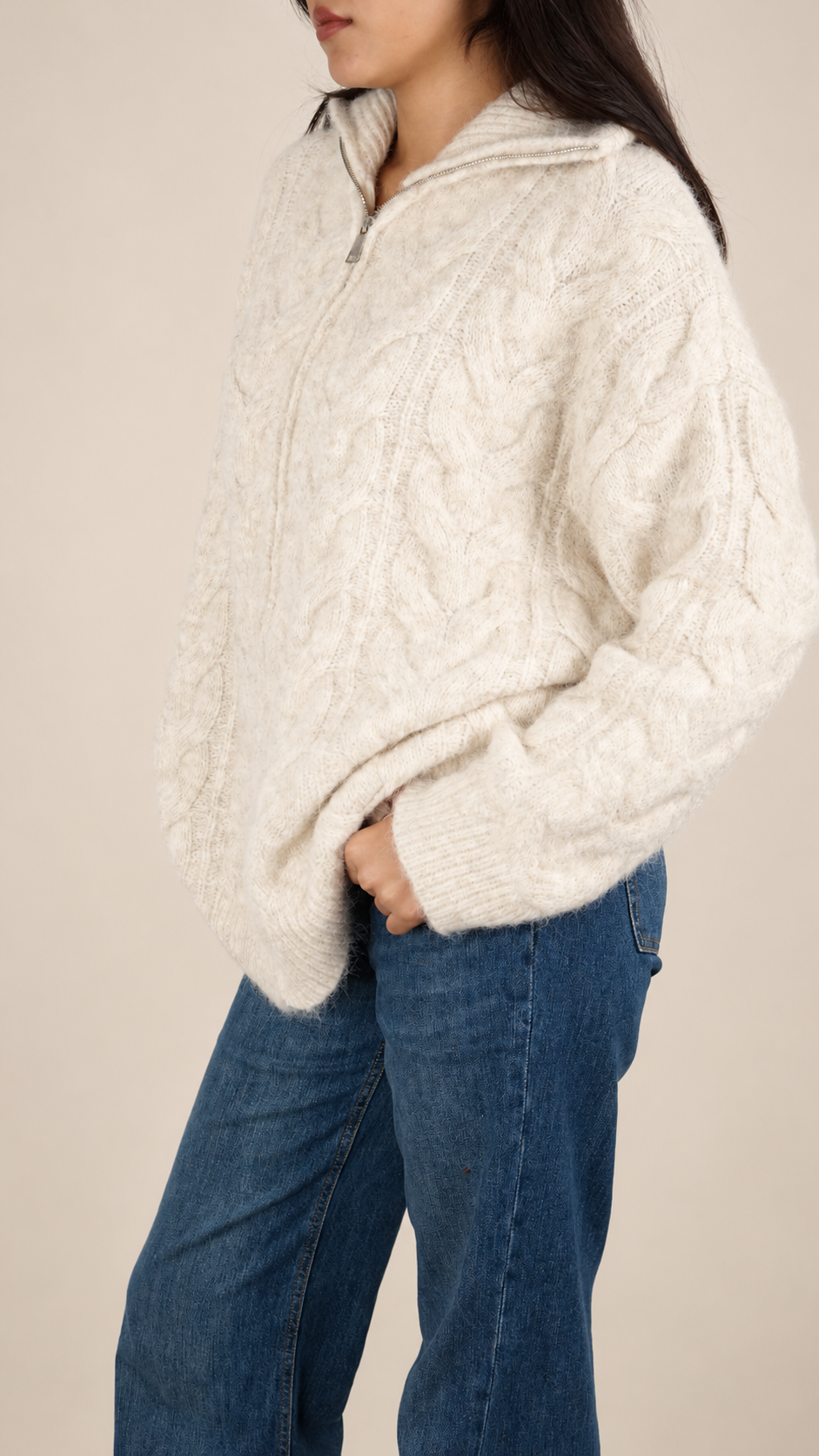 Gilet Oversize Premium en Maille Douce à Zip