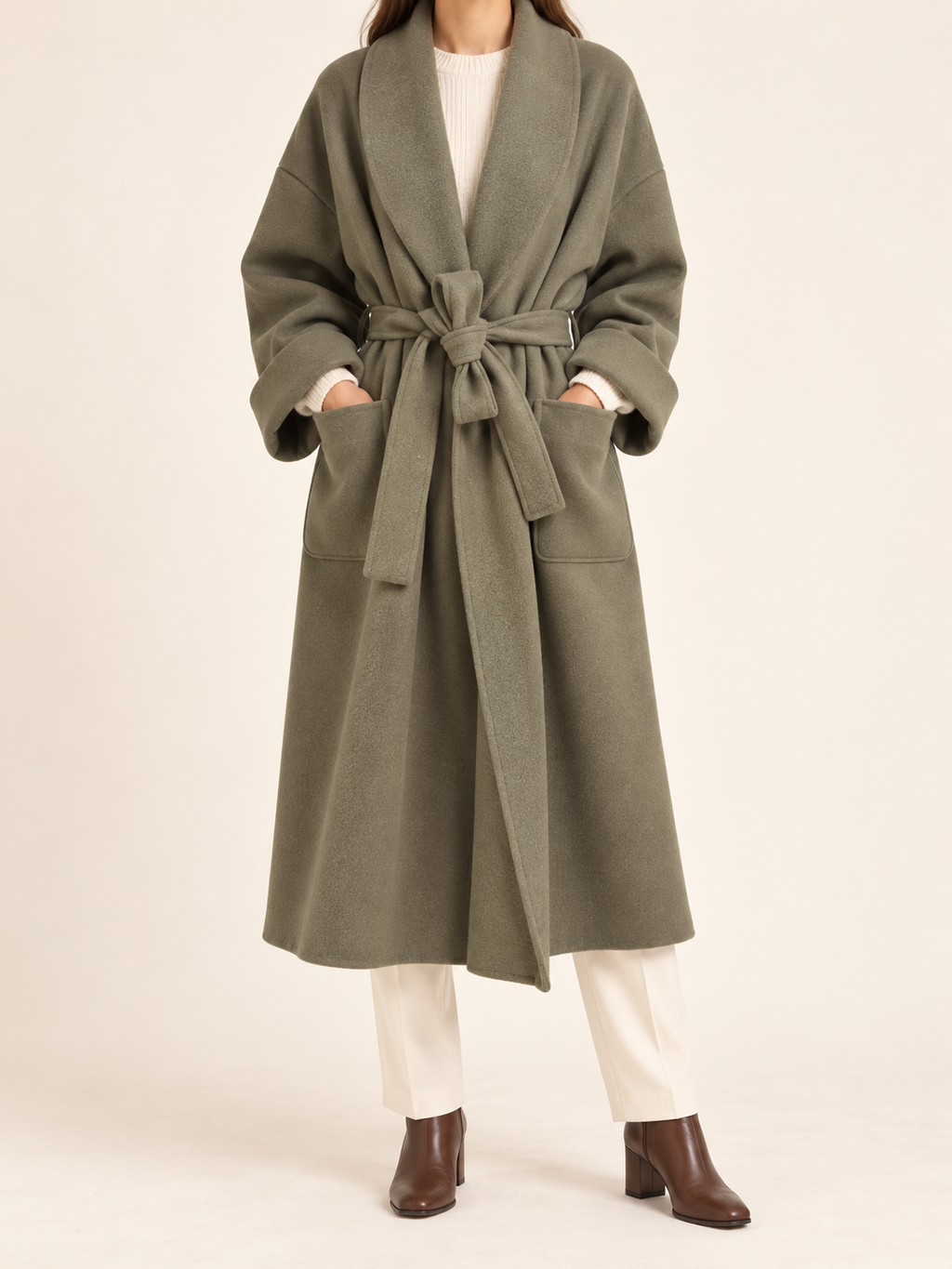 Manteau Long Portefeuille Élégance Premium avec Ceinture
