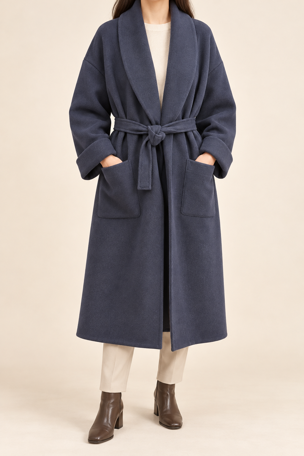 Manteau Long Portefeuille Élégance Premium avec Ceinture