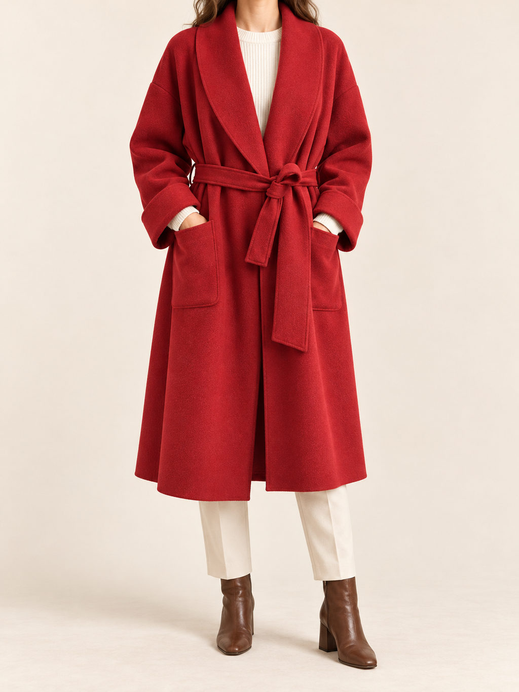 Manteau Long Portefeuille Élégance Premium avec Ceinture