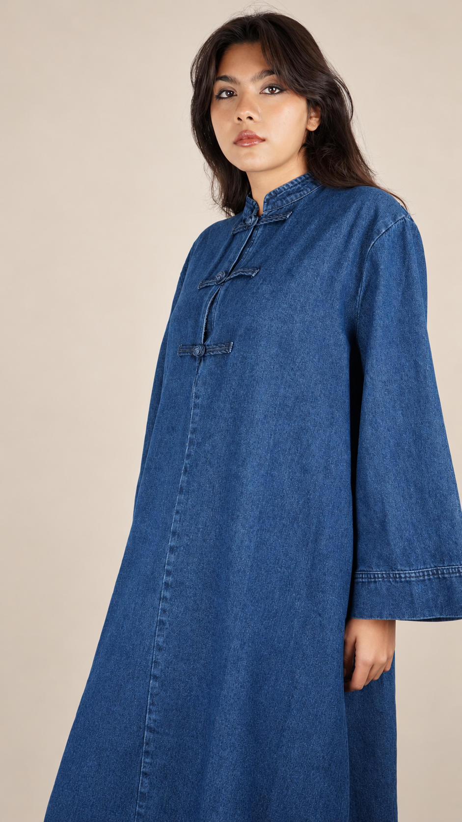 Robe Longue Denim Premium Style Oriental - Taille Unique