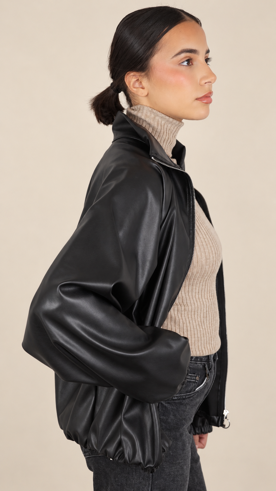 Veste Oversize Effet Cuir