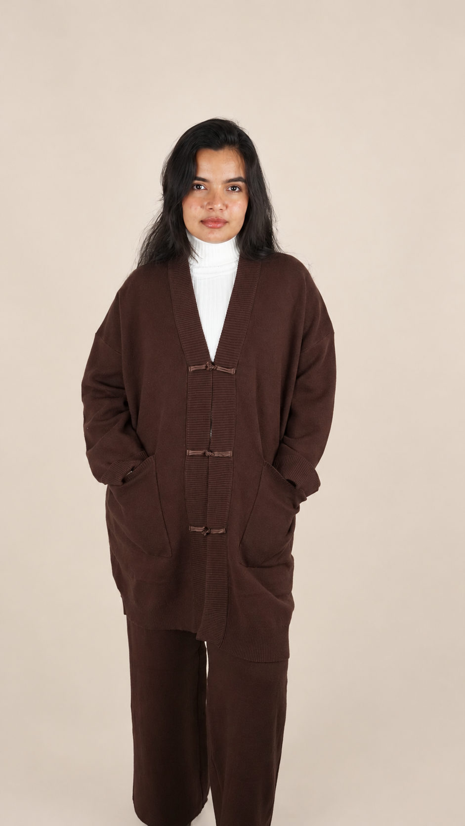 Ensemble Maille Premium 2 Pièces avec Gilet Long et Pantalon Large