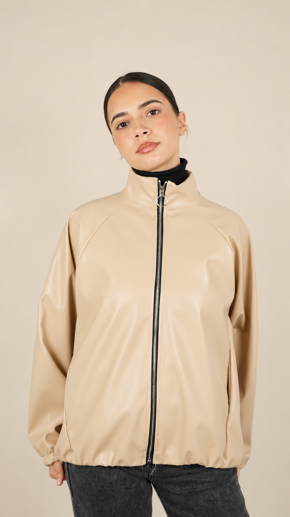 Veste Oversize Effet Cuir