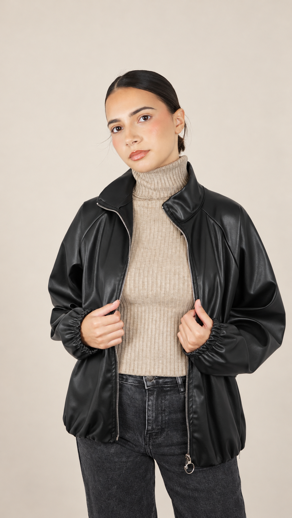 Veste Oversize Effet Cuir