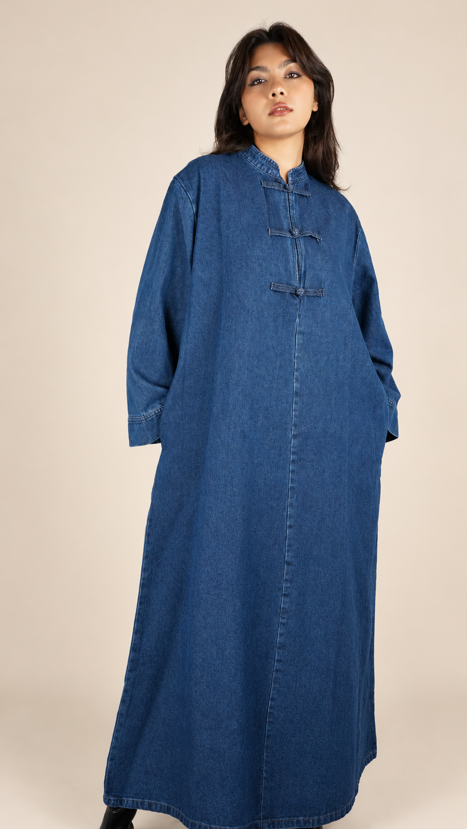 Robe Longue Denim Premium Style Oriental - Taille Unique