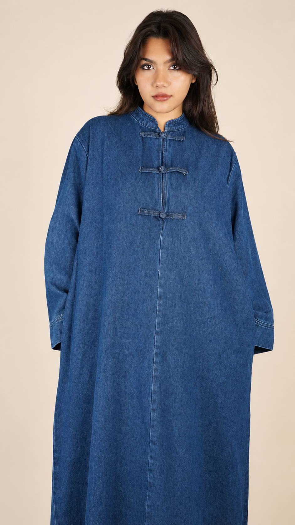 Robe Longue Denim Premium Style Oriental - Taille Unique