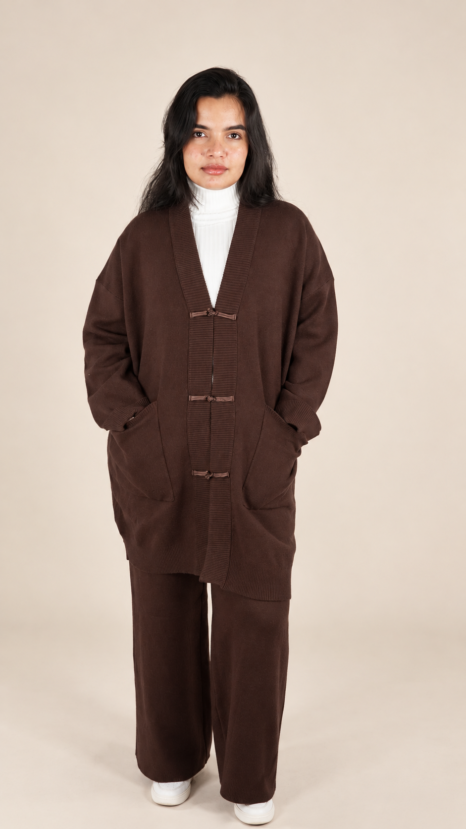 Ensemble Maille Premium 2 Pièces avec Gilet Long et Pantalon Large