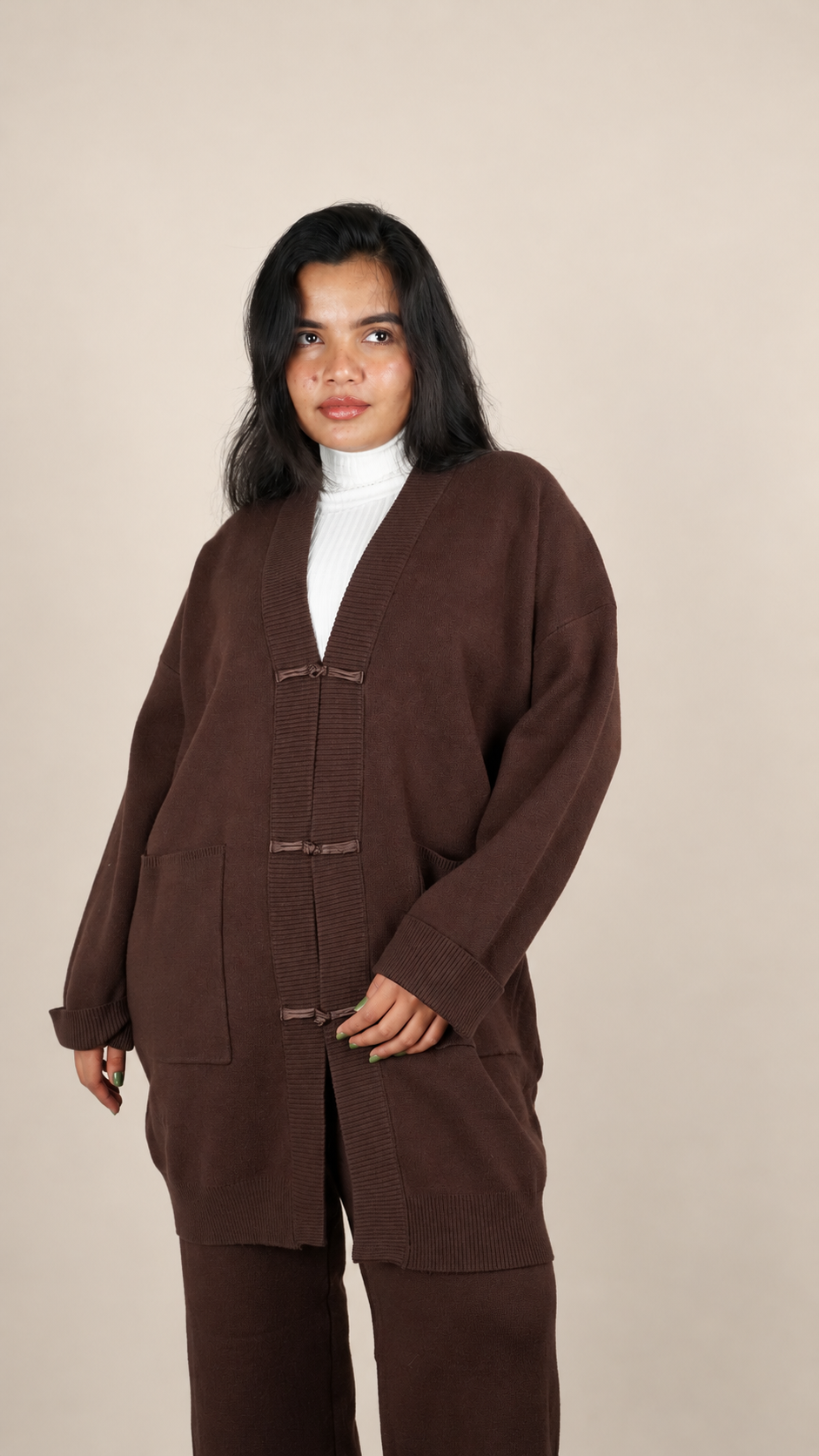 Ensemble Maille Premium 2 Pièces avec Gilet Long et Pantalon Large