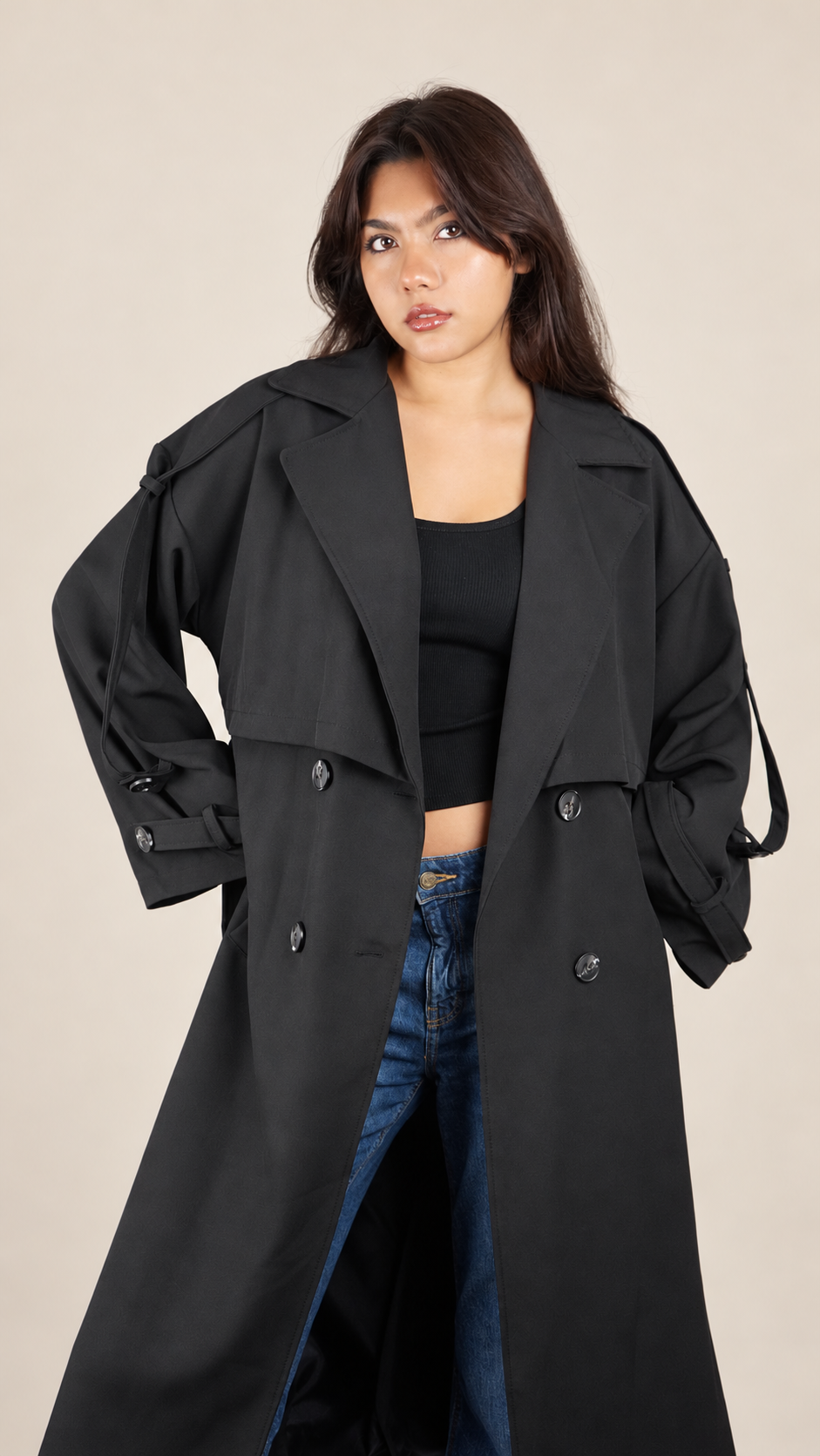 Trench Long Premium Oversize Ceinturé | Élégance & Confort