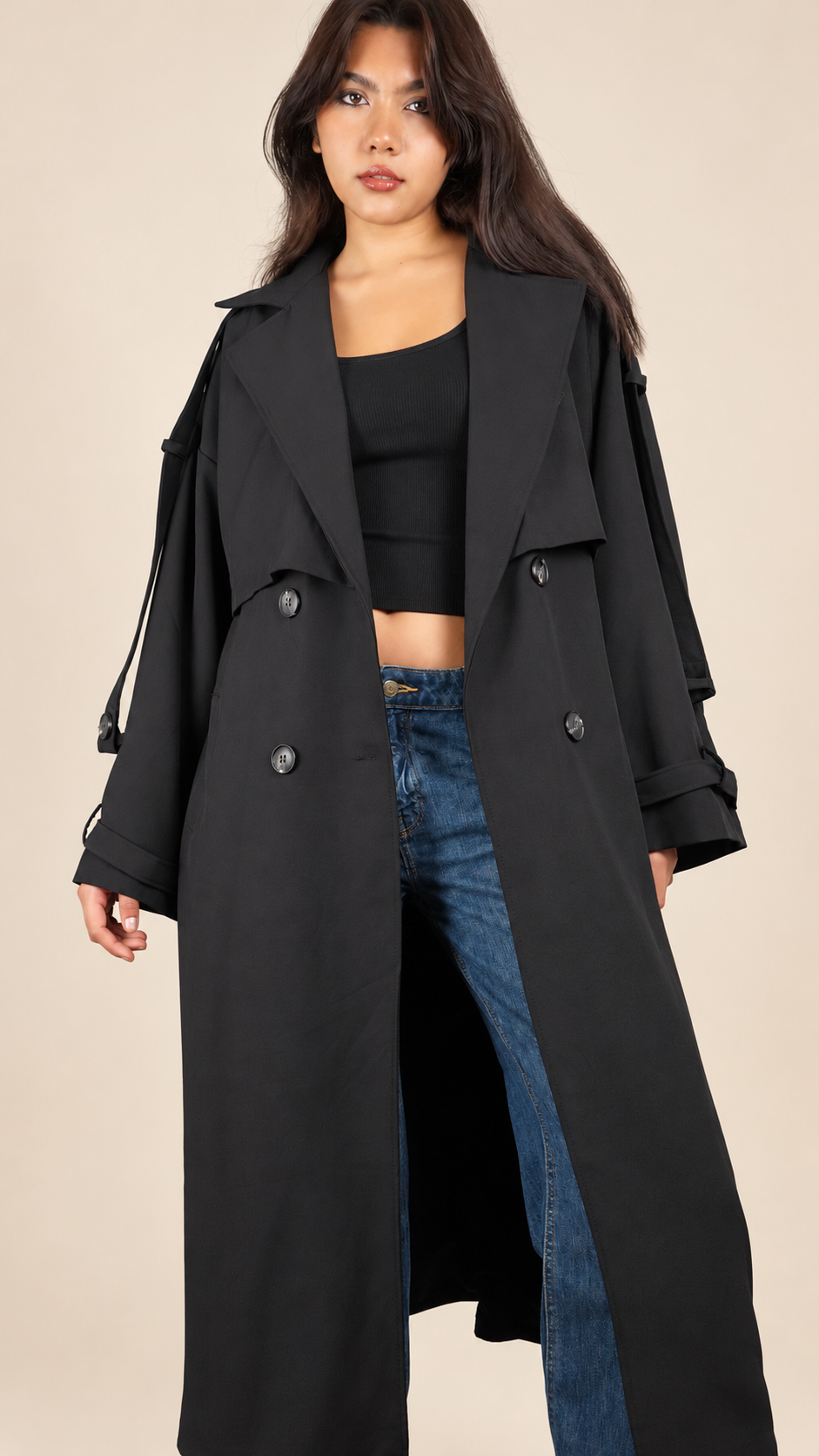 Trench Long Premium Oversize Ceinturé | Élégance & Confort