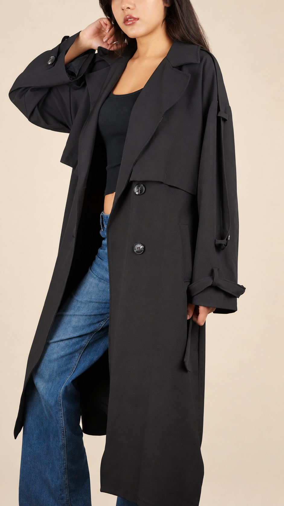 Trench Long Premium Oversize Ceinturé | Élégance & Confort