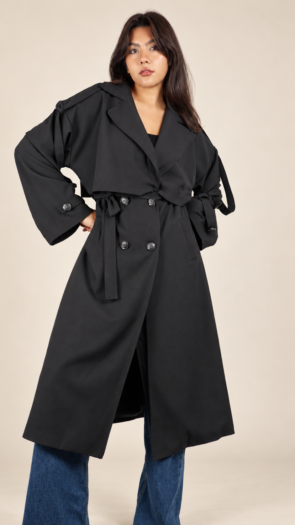 Trench Long Premium Oversize Ceinturé | Élégance & Confort