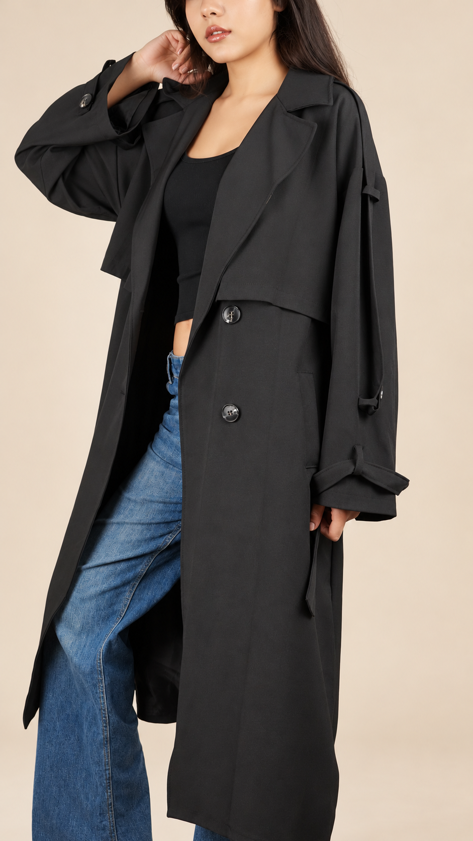 Trench Long Premium Oversize Ceinturé | Élégance & Confort