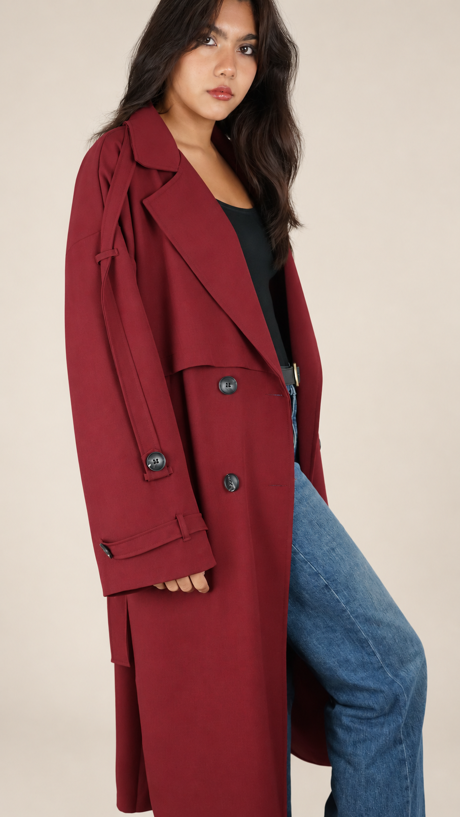 Trench Long Premium Oversize Ceinturé | Élégance & Confort