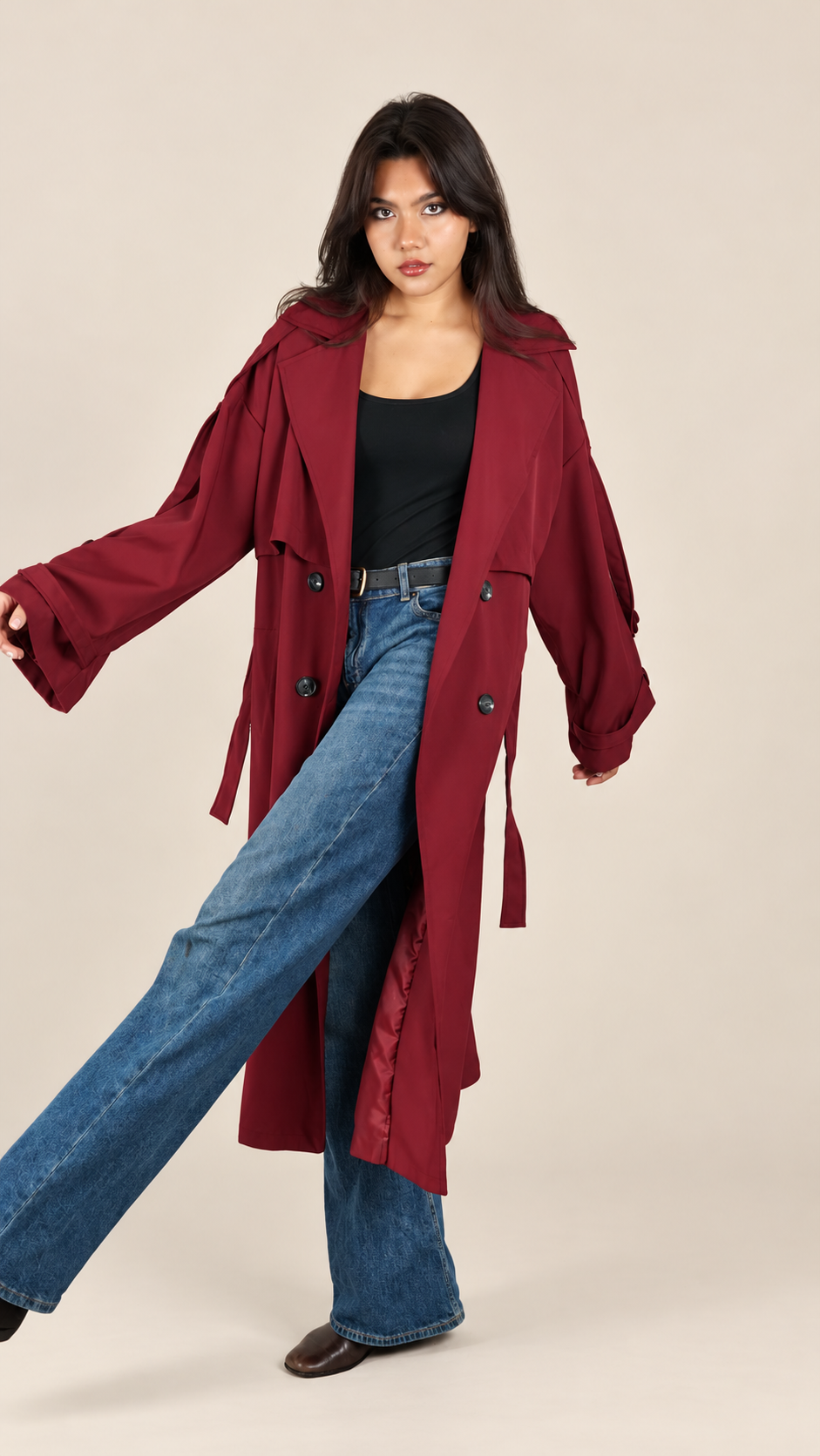 Trench Long Premium Oversize Ceinturé | Élégance & Confort