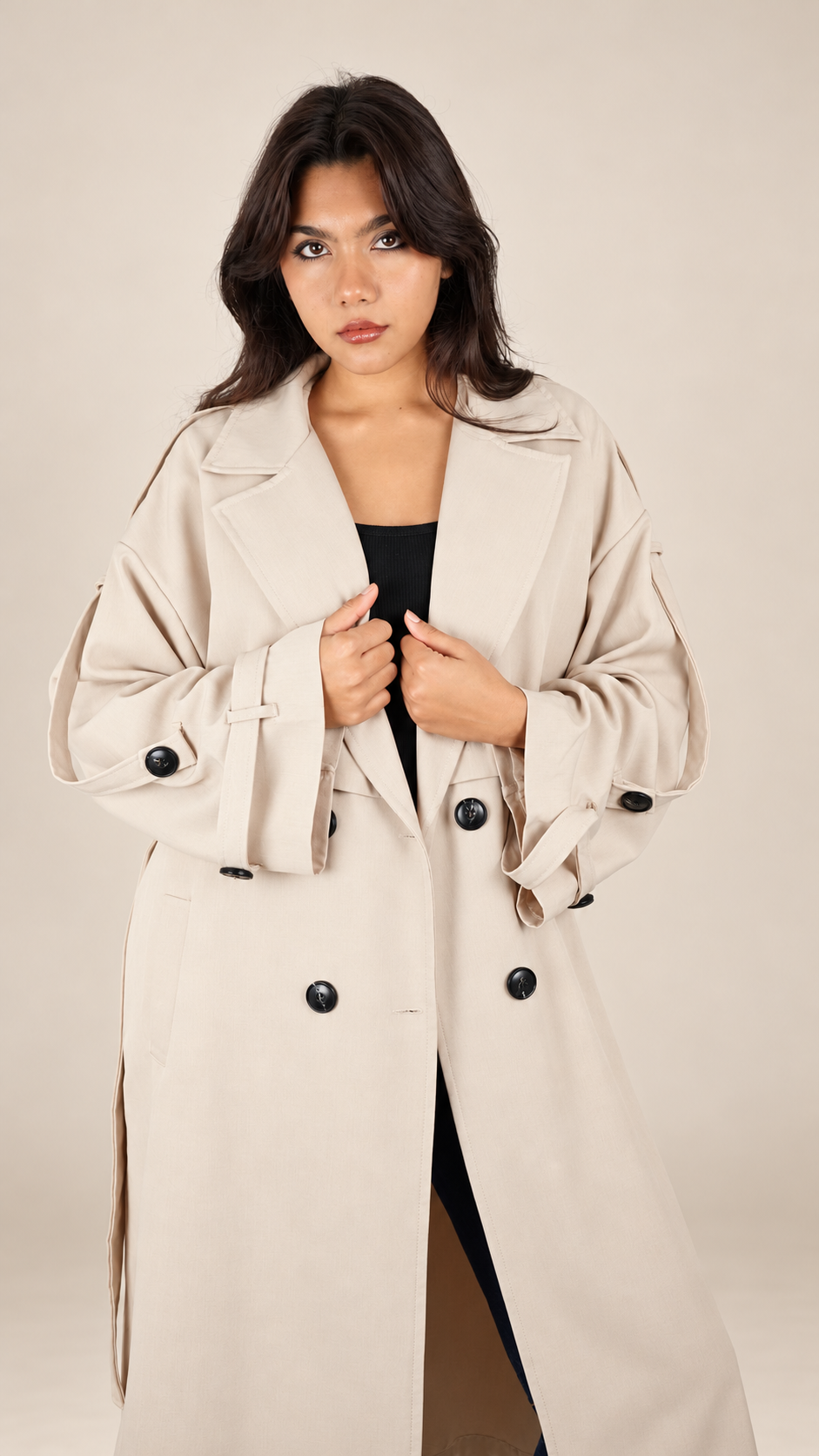 Trench Long Premium Oversize Ceinturé | Élégance & Confort