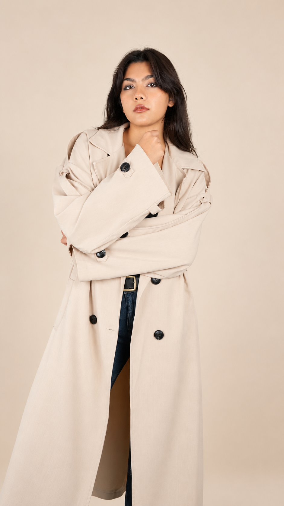 Trench Long Premium Oversize Ceinturé | Élégance & Confort