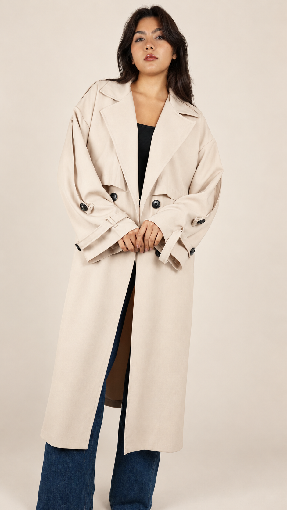 Trench Long Premium Oversize Ceinturé | Élégance & Confort