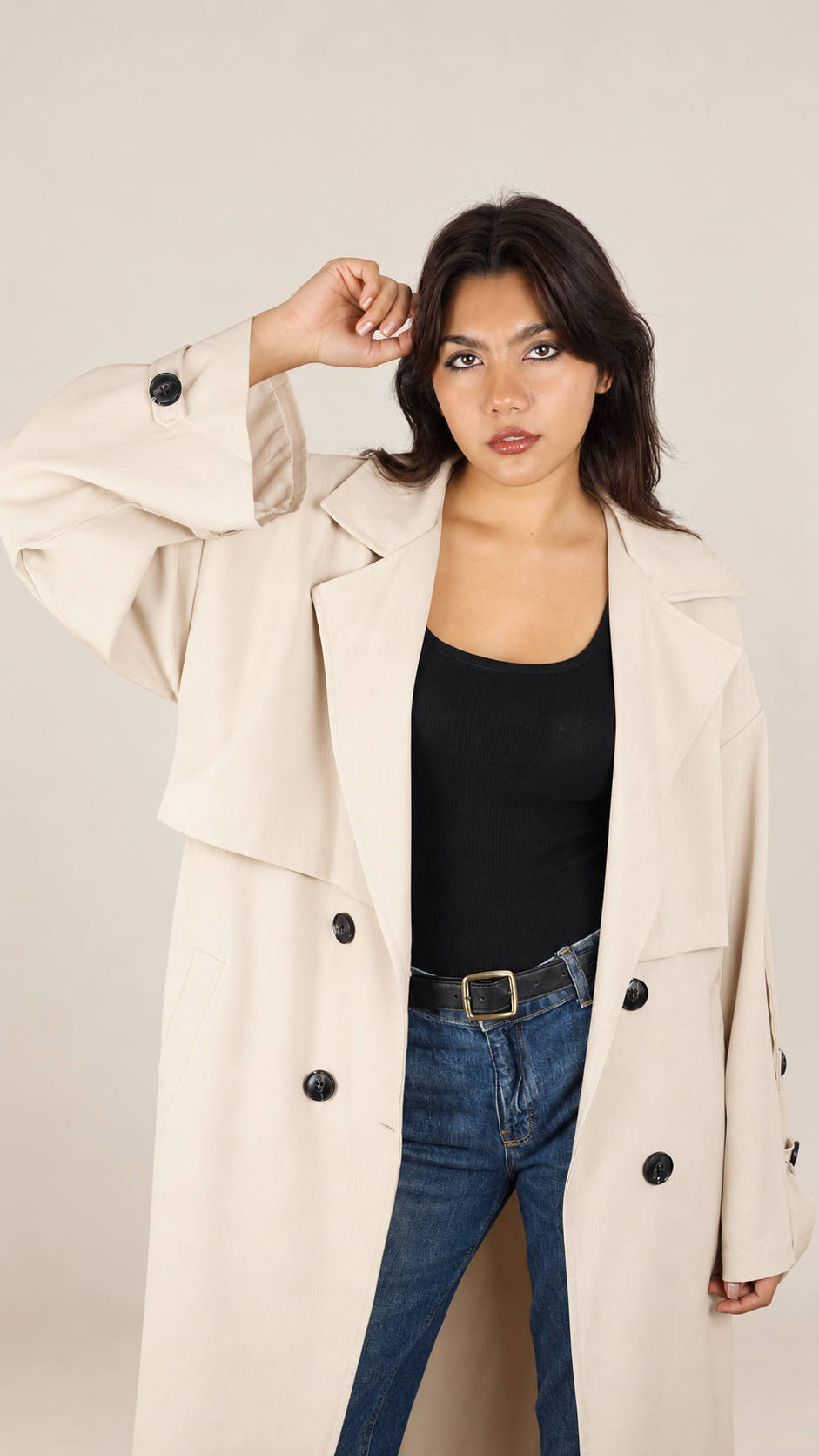 Trench Long Premium Oversize Ceinturé | Élégance & Confort