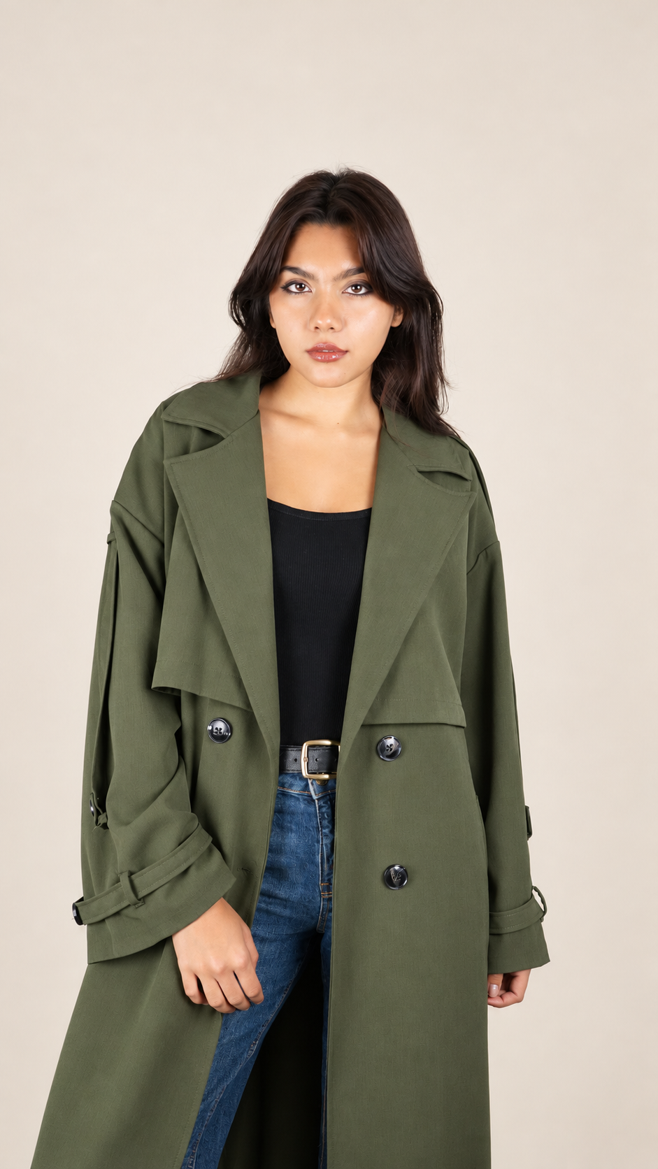 Trench Long Premium Oversize Ceinturé | Élégance & Confort
