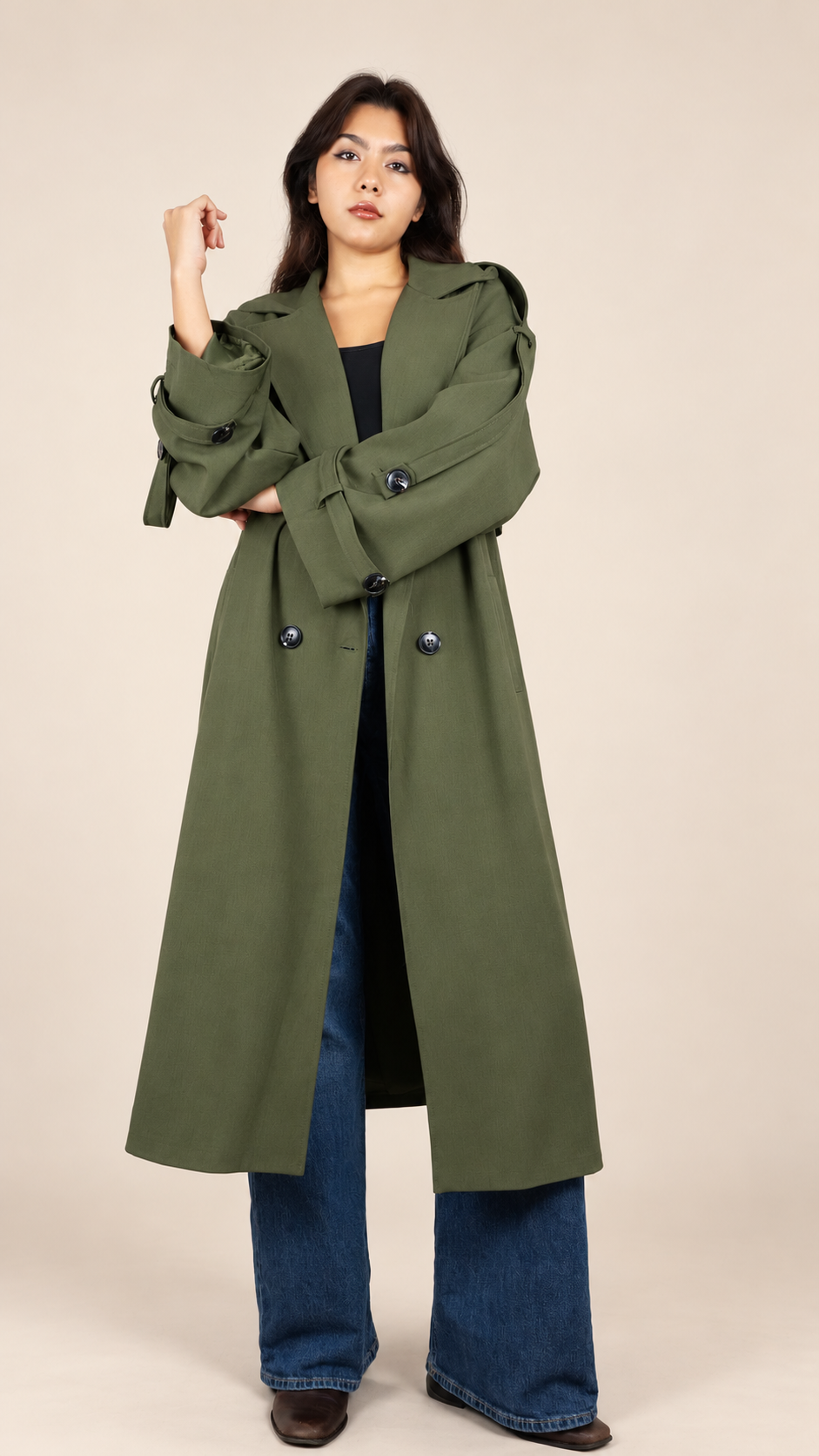 Trench Long Premium Oversize Ceinturé | Élégance & Confort