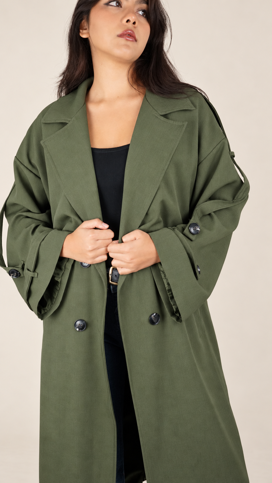 Trench Long Premium Oversize Ceinturé | Élégance & Confort