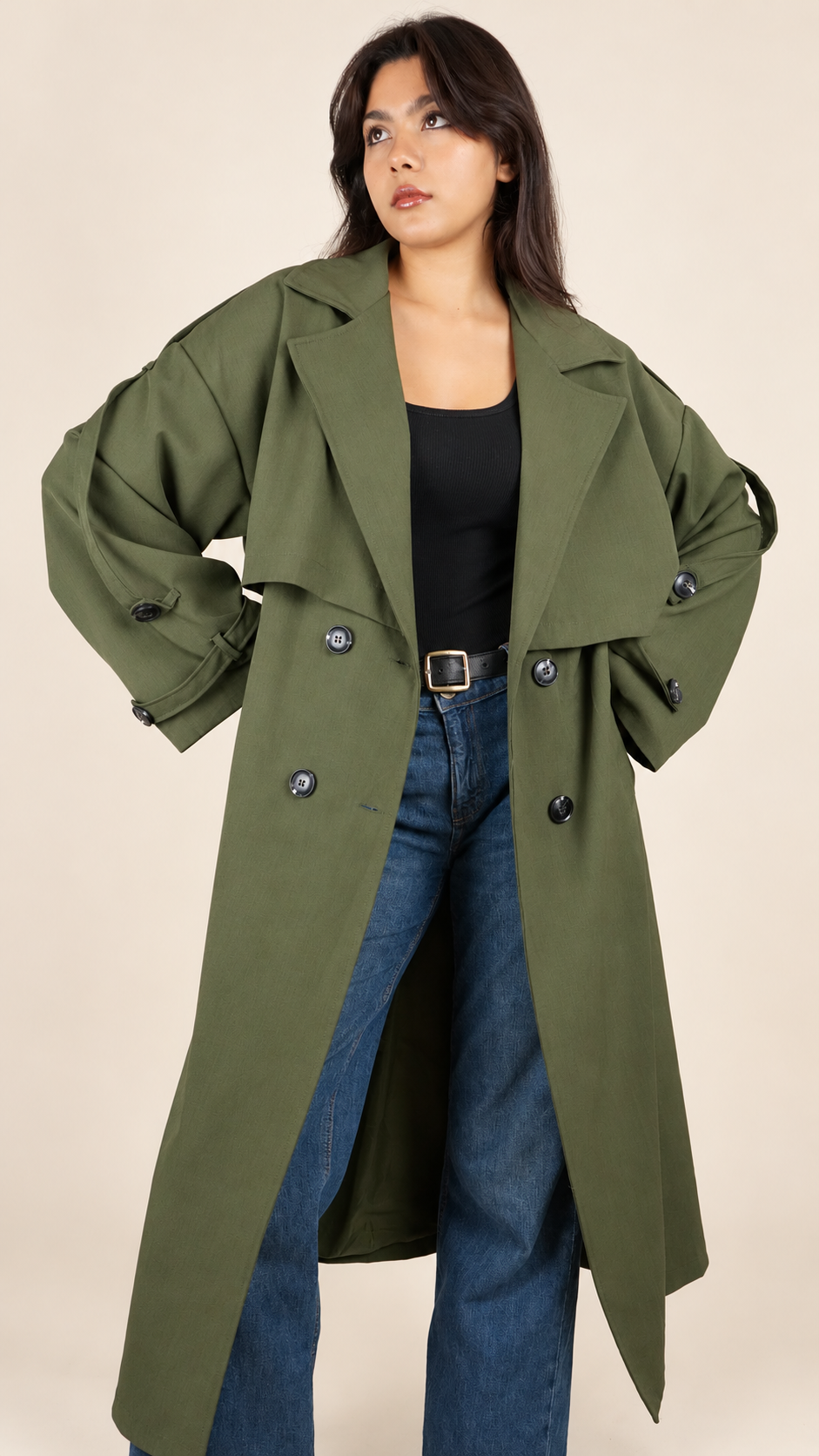 Trench Long Premium Oversize Ceinturé | Élégance & Confort