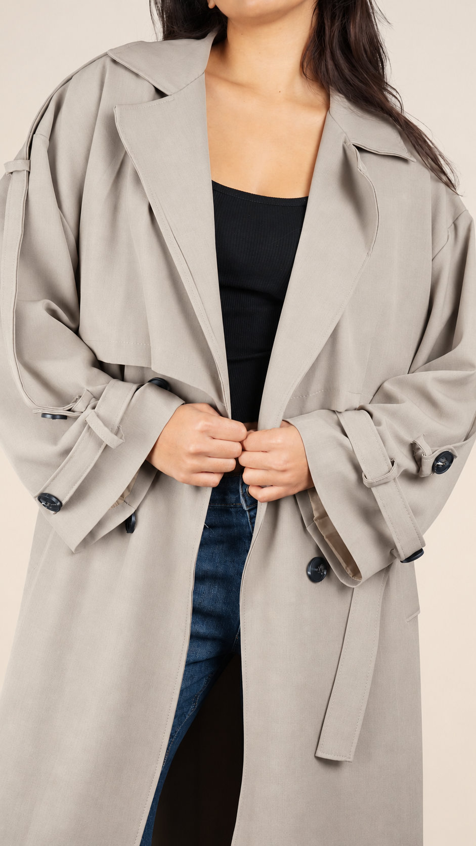 Trench Long Premium Oversize Ceinturé | Élégance & Confort