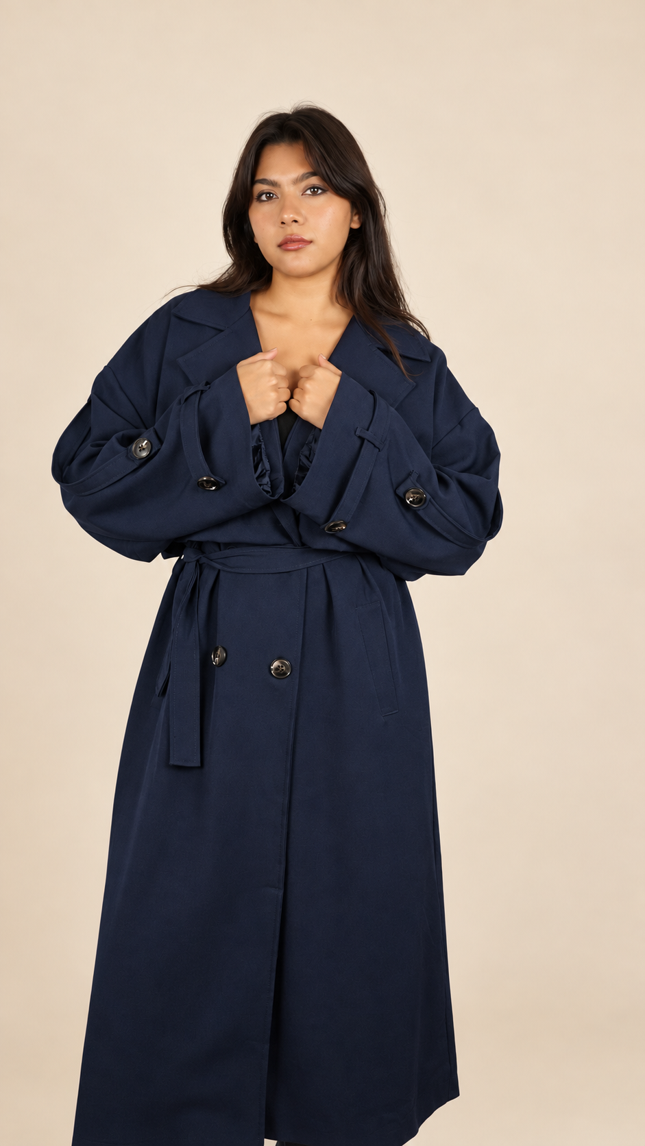 Trench Long Premium Oversize Ceinturé | Élégance & Confort