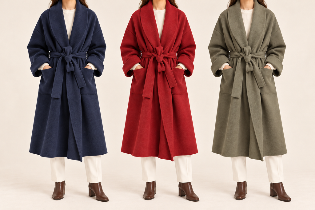 Manteau Long Portefeuille Élégance Premium avec Ceinture
