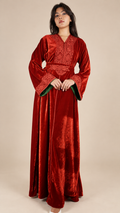 Caftan en Velours Brodé avec Ceinture