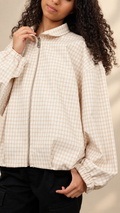 Veste à carreaux zippée pour femme