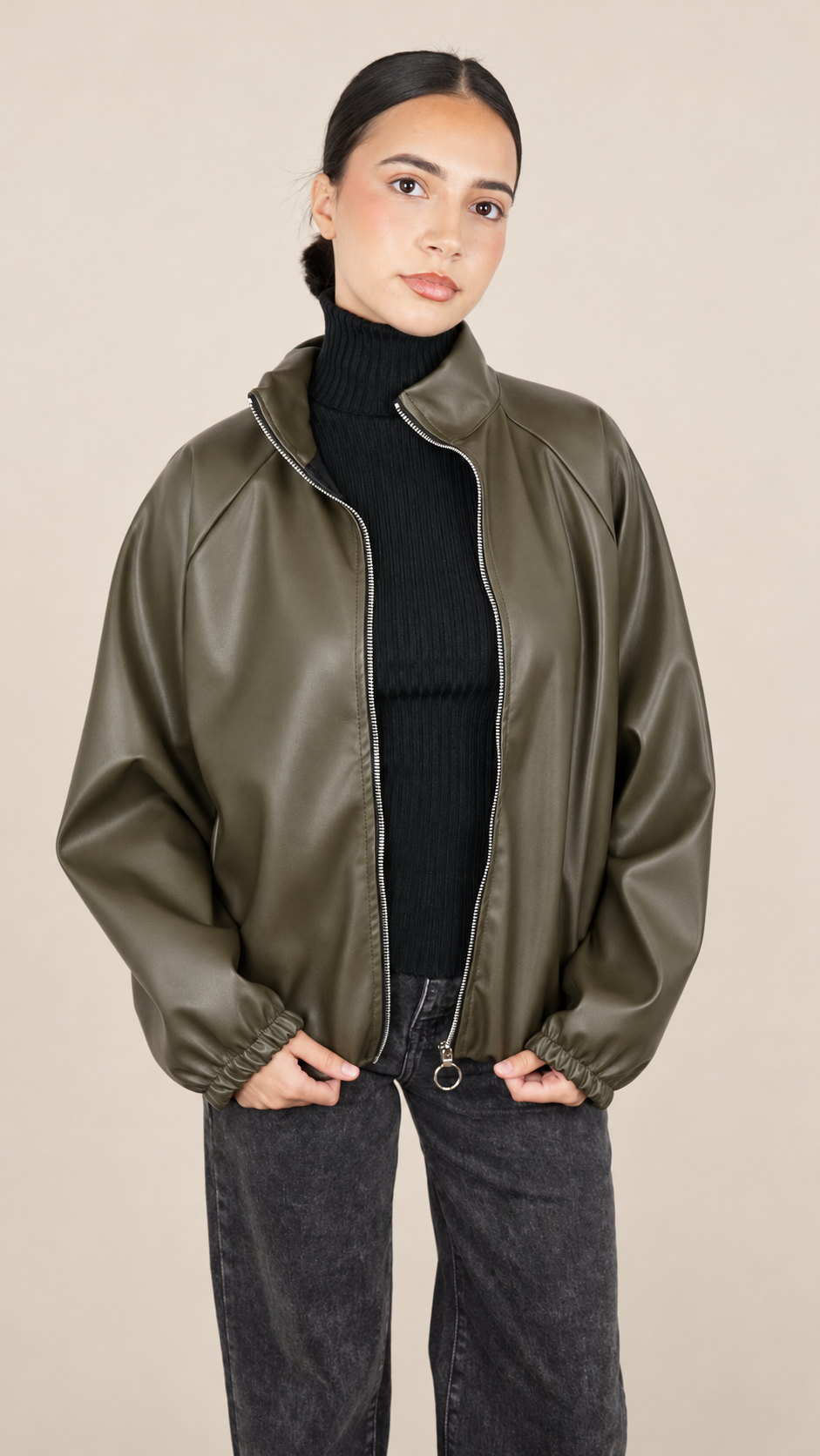 Veste Oversize Effet Cuir