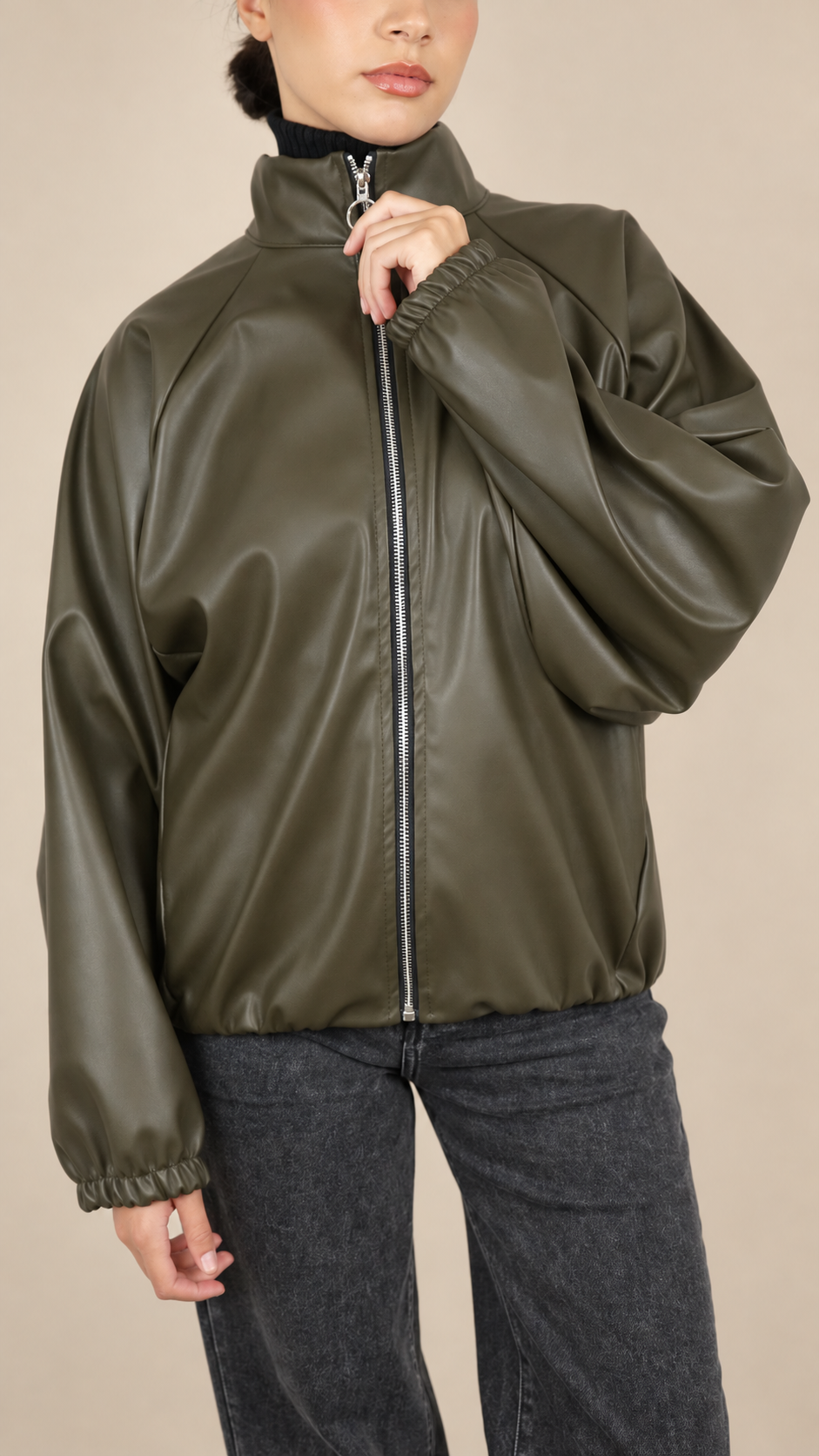 Veste Oversize Effet Cuir