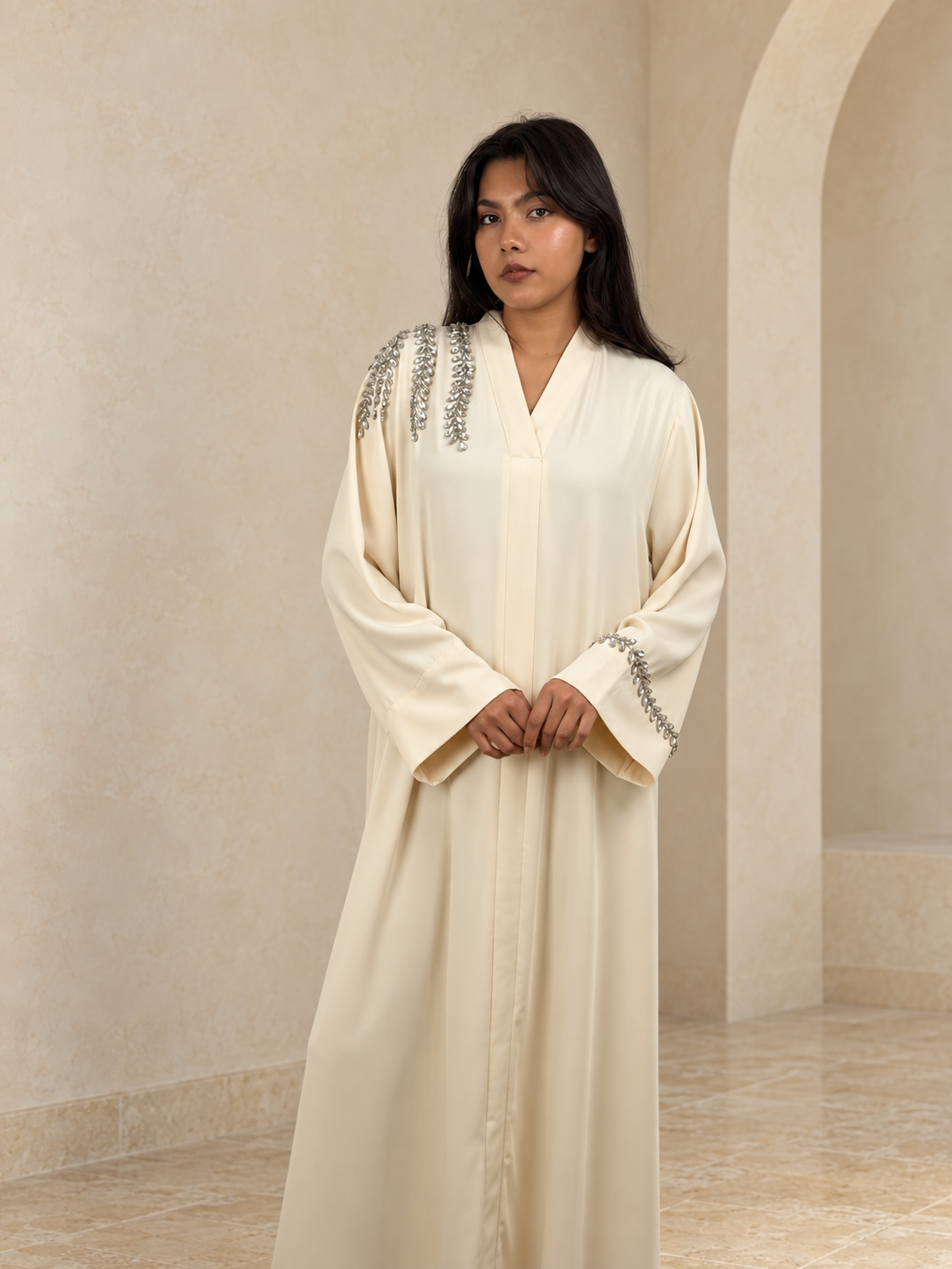 Abaya Luxe Perlée avec Ceinture